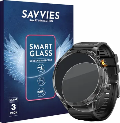 Produktbild von 3x Savvies Schutzglas Folie für Stahlgear Zeus 2.0 1.75" 9H Panzer Schutzfolie Glas Displayschutz klar transparent