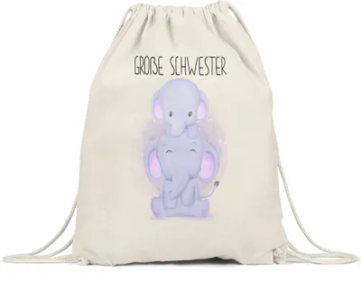 Produktbild von Große Schwester Turnbeutel Gymsack Geschwisterliebe Sister Elefant Geborgenheit Beschützer Welt Liebe Familie Schwestern