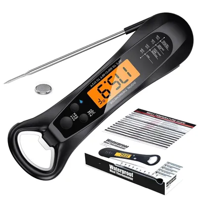Produktbild von Digital Thermometer Bratenthermometer Fleischthermometer, faltbar, wasserdicht, -50°C bis 300°C, präzise 0,1°C