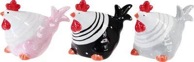 Produktbild von Osterdeko Keramik Hühner 3er-Set Bunte Henne Dekofiguren 8,5cm Frühlingsdekoration, 3 Stück
