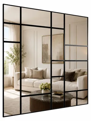 Zdjęcie produktu dla STYLER Lustro ścienne 210x210 cm kwadratowe w ramie tworzywo sztuczne dekoracja ścienna do salonu sypialni holu nowoczesny styl Uranus