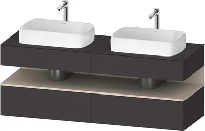 Produktbild von Duravit Qatego Konsolenwaschtischunterbau, 2 Auszüge, 2 Schubkästen, 2 Ausschnitte, 1600x550x600mm, Nische Taupe Supermatt, QA4779083800010