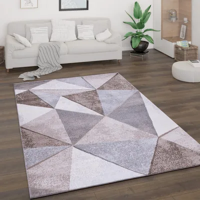 Produktbild von Teppich Wohnzimmer Kurzflor Vintage Abstrakt Modern Geometrisch Rautenmuster Grösse 160x220 cm
