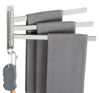 Produktbild von Handtuchhalter Schwenkbar 3 Armig Handtuchhalter Wand Gebürstet Handtuchstange Gästehandtuchhalter Edelstahl Badetuchhalter für Badezimmer und Küche
