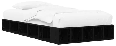 Image de Cadre de lit avec espace de rangement et étagère, en chêne noir, dimensions 80 x 200 cm