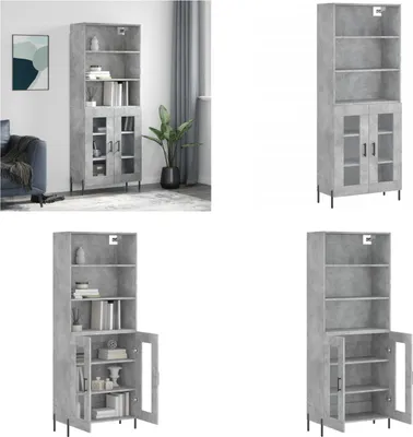 Produktbild von vidaXL Highboard Betongrau 69,5x34x180 cm Holzwerkstoff - Highboard - Highboards - Sideboard - Schrank