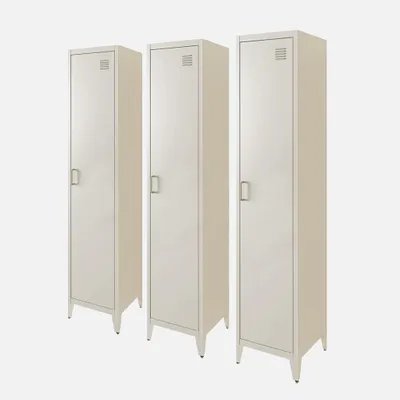 Produktbild von sweeek - 3er-Set industrielle Kleiderschränke aus Stahl mit 4 Ablageflächen - Beige