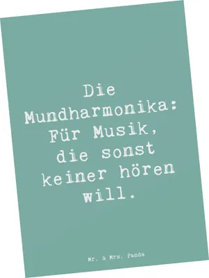 Produktbild von Mr. & Mrs. Panda bildkarte Spruch Musik Mundharmonika - Meeresbrise - Geschenk, Kunstkarten, Ansichtskarten, Folklore, Blues, Musikinstrument, Folk, Motivkarte, Postkarte