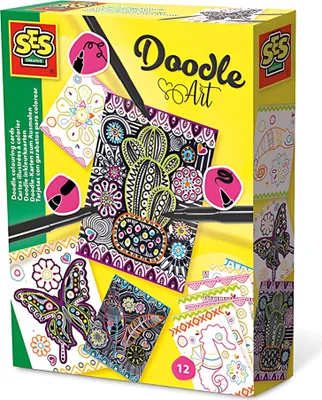 Produktbild von SES Creative Doodle-Karten zum Ausmalen, Junge/Mädchen, Marker enthalten, Bilder-Set zum Ausmalen