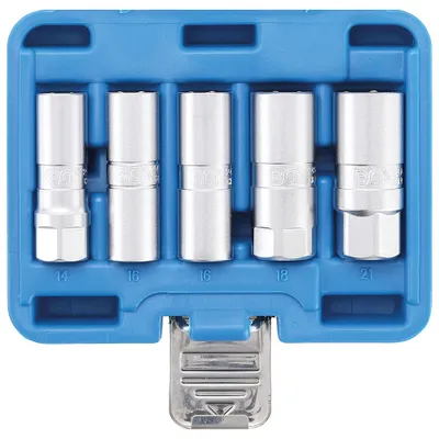 Image de BGS Jeu de douilles pour bougies d'allumage, entraînement hexagonal, carré intérieur 12,5 mm (1/2") SW 14 - 21 mm 5pcs - 6641