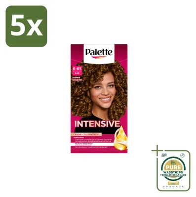 Imagen del producto de 5 tintes para el cabello Schwarzkopf Poly Palette, tono 6-65 (marrón dorado), 115 ml cada uno, pack de 5 unidades
