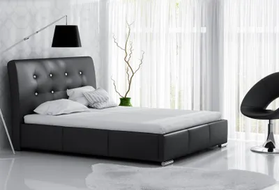 Produktbild von Polsterbett Bett Doppelbett RENE Kunstleder Schwarz 180x200cm