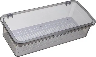Produktbild von Famanu Besteckbox mit Deckel - Aufbewahrungscontainer Küche - Transparentes Design - 25 cm Länge - Grau