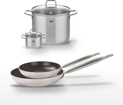 Image de Lot 2 Poêles 28/32 cm et 2 Faitouts 14/26 cm Elo Bistro Line