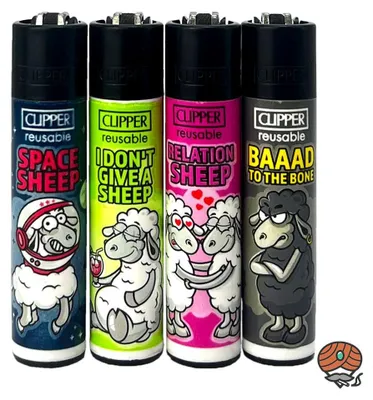 Produktbild von Clipper Reibradfeuerzeuge SHEEP, 4 Stück