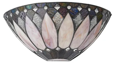Obrázek produktu pro Vitrážová nástěnná lampa BROOKLYN, vícebarevná, černá, 1xE14x15W, sklo, rozměry: 15x33,5x19 cm, IP20, Tiffany