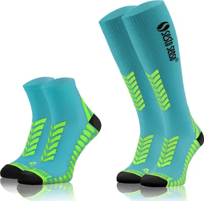 Produktbild von Sesto Senso Sportsocken Set Unisex – Kniestrümpfe und Sneaker Türkis Größe 43-47
