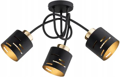 Produktbild von KAR-LIGHTING Deckenleuchte 3-flammig Schwarz, Metall, 45×45×30 cm, geschwungenes Design, E27-Fassung – für Esszimmer & Wohnzimmer