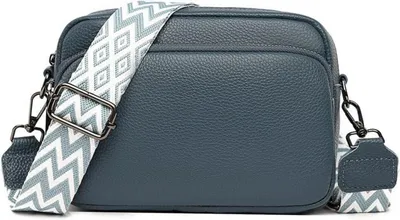 Produktbild von Damen Crossbody Umhängetasche Echtes Leder Schultertasche Blau