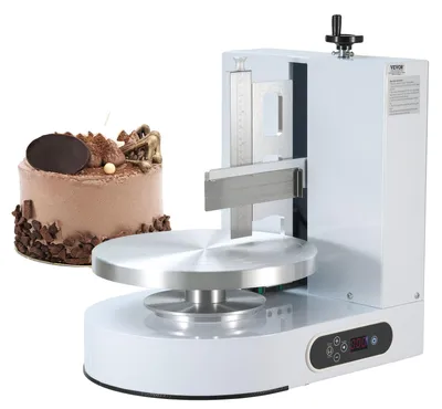 Produktbild von VEVOR Kuchen-Dekorationsmaschine, Kuchencreme-Verteilmaschine, leise Kuchen-Glasurmaschine, Drehteller mit verstellbarem Schaber, für 4" bis 12" Kuchen, 25-320RPM Drehgeschwindigkeit, Weiß, 4-12 in, Weiß