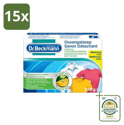 Produktbild von 15 x Dr. Beckmann Fleckenteufel Gallseife mit Aloe Vera, 100 g - Vorratspackung - 15 Stücke