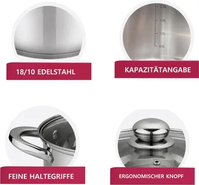 Zdjęcie produktu dla 8-częściowy zestaw garnków indukcyjnych ze stali nierdzewnej z pokrywką 22/24/26/28 cm