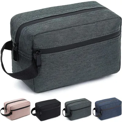Productafbeelding van Kulturzak/reisaccessoiretas voor toiletartikelen, opbergtas met handvat, grijs, 21,6 x 7,9 x 15,9 cm