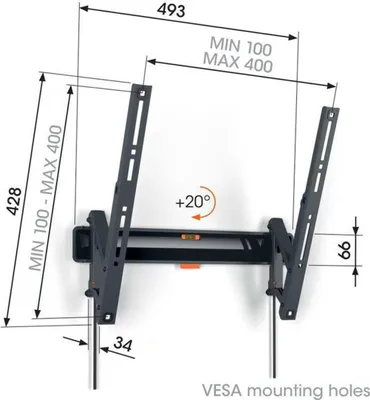 Produktbild von Vogel's TV-Wandhalterungen 3834130 Schwarz