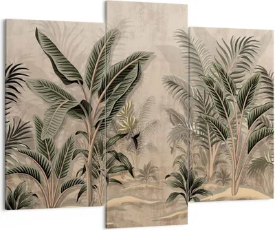 Produktbild von Bild auf Leinwand - Leinwandbild - 3 Teile - Wald Blatt Baum - 130x100cm - Wand Bild - Wanddeko - Wandbilder - Leinwanddruck - Bilder - Wanddekoration - Leinwand bilder - Wandbild - CB130x100-5101