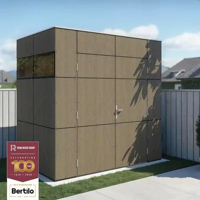 Produktbild von Gartenhaus Bertilo Trespa HPL Design Mini 231 x 165 cm Milano Grigio Holzoptik