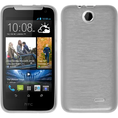 Produktbild von PhoneNatic Case kompatibel mit HTC Desire 310 - weiß Silikon Hülle brushed + 2 Schutzfolien
