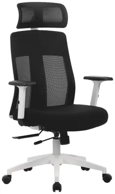 Produktbild von Novel MALU Drehstuhl, höhenverstellbar, Stoff & Mesh, Weiß/Schwarz, 65x60x125 cm