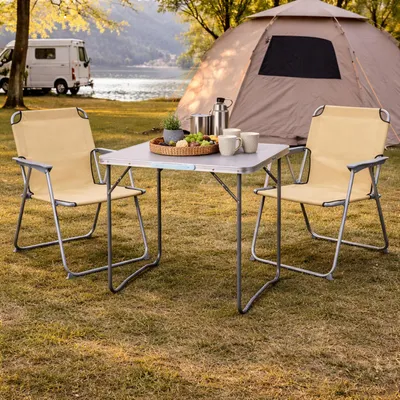 XL 3-teiliges Campingmöbel Set Alu mit Tragegriff Camping 80x60x68cm