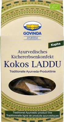 Produktbild von Govinda Kokos Laddu Ayurvedisches Kichererbsenkonfekt , 120 g