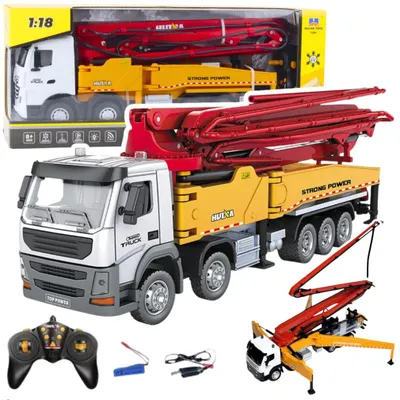 Produktbild von Huina Metall-Betonmischer-Baufahrzeug mit Pumpe 1:18