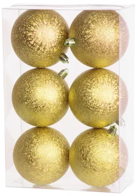 Image de Boules MagicHome Noël, 6 pcs, dorées, pour sapin de Noël, 8 cm