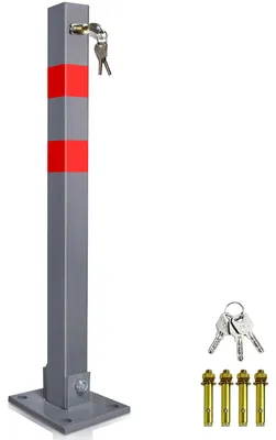Obrázok produktu pre Vigevee parkovacie stĺpikové bariéry, uzamykateľné, 67 cm, kovové, sivé, 1 kus