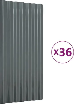 Obrázok produktu pre vidaXL Strešné panely 36 ks. Pozinkovaná oceľ antracit 80x36cm