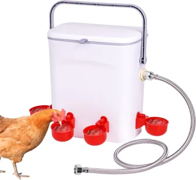 Immagine prodotto di Abbeveratoio automatico da 9 litri, per polli, con 4 ciotole, tubo da 100 cm, ideale per pollai
