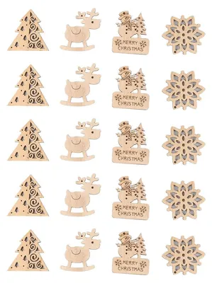 20 Holz-Weihnachtsanhänger, Schneeflocken, DIY-Bastelset