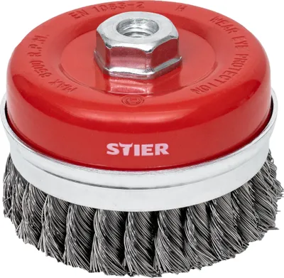 Produktbild von STIER Topfbürste Stahl, gezopfter Draht, für Winkelschleifer, Ø 100 mm, M14, Drahtstärke 0,5 mm, Drahtbürste-flex, Winkelschleifer-Zubehör, Stahlbürste, Drahtbürstenaufsatz