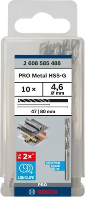 Produktbild von PRO Metal HSS-G Spiralbohrer, 4,6 x 47 x 80 mm, 10-tlg.