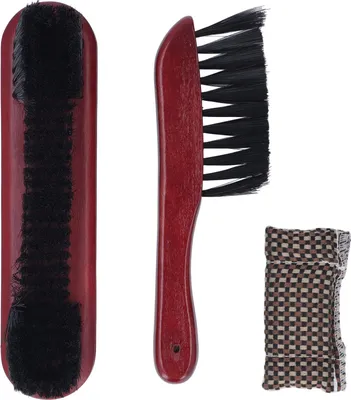 Immagine prodotto di Set di spazzole per biliardo con manico in legno per la pulizia del tavolo da biliardo rosso vino