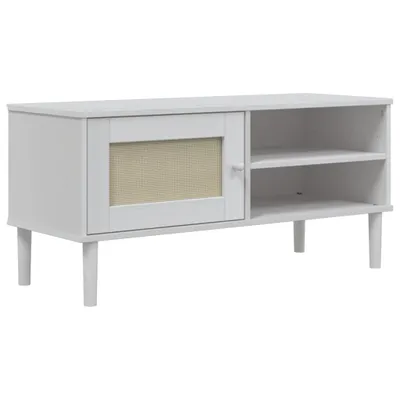 Zdjęcie produktu dla vidaXL Szafka pod TV rattanowa SENJA biała 106x40x49 cm drewno sosnowe