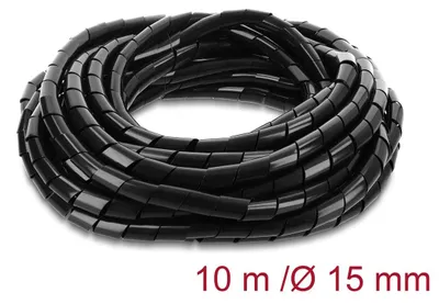 Immagine prodotto di Tubo a spirale nero da 15 mm per la gestione dei cavi, lunghezza 10 metri