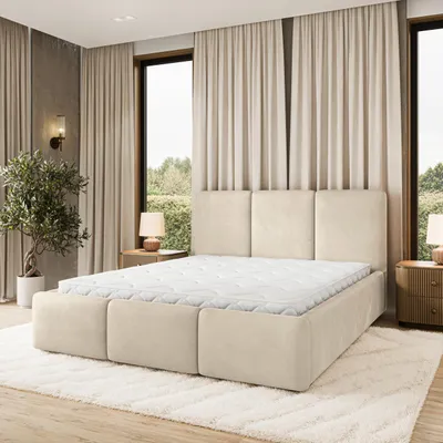 Produktbild von Masseno Polsterbett MORENA MGV 200x200 cm, Polsterbett mit Bettkästen - Beige, MAGIC VELVET 2250