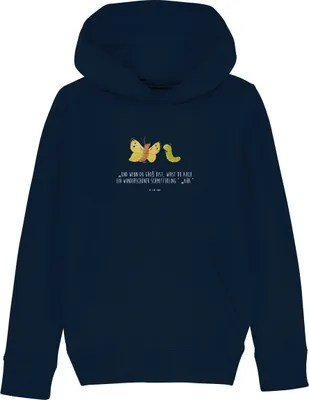 Produktbild von Mr. & Mrs. Panda Kinderpulli Raupe Schmetterling 12-14 Jahre (152/164) - French Navy - Geschenk, Kapuzenpulli, Sweater, Hoody, Hut, Hoodie, Pullover, Zitronenfalter