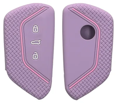 Image de Étui à clés kwmobile pour VW Golf 8 - Étui pour clé de voiture à 3 boutons - Étui à clés en silicone - Étui à clés rose lavande