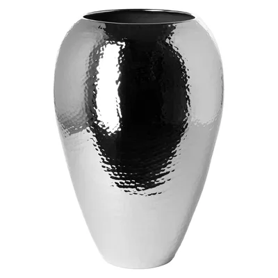 Produktbild von Fink MALANA, Vase, vernickelt, Eisen, gehämmert, silberfarben, L. 21 cm, B. 21 cm, H. 32 cm, D. 21 cm 157144