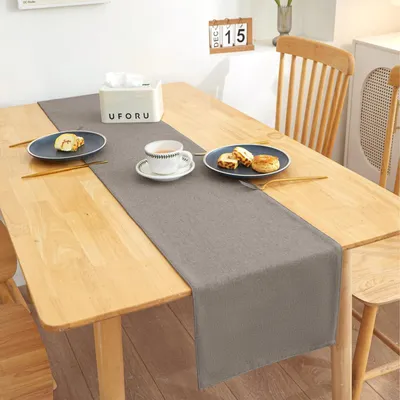 Produktbild von Tischläufer Grau, Tischläufer Abwaschbar, Tischläufer Leinenoptik, Tischläufer Wasserabweisend für Esszimmer Party Urlaub Dekoration, 30 x 120 cm